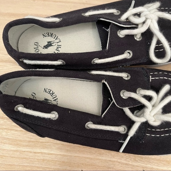 Polo Ralph Lauren Navy Blue & White Low Top Canvas Sneakers 3 - Picture 6 of 6